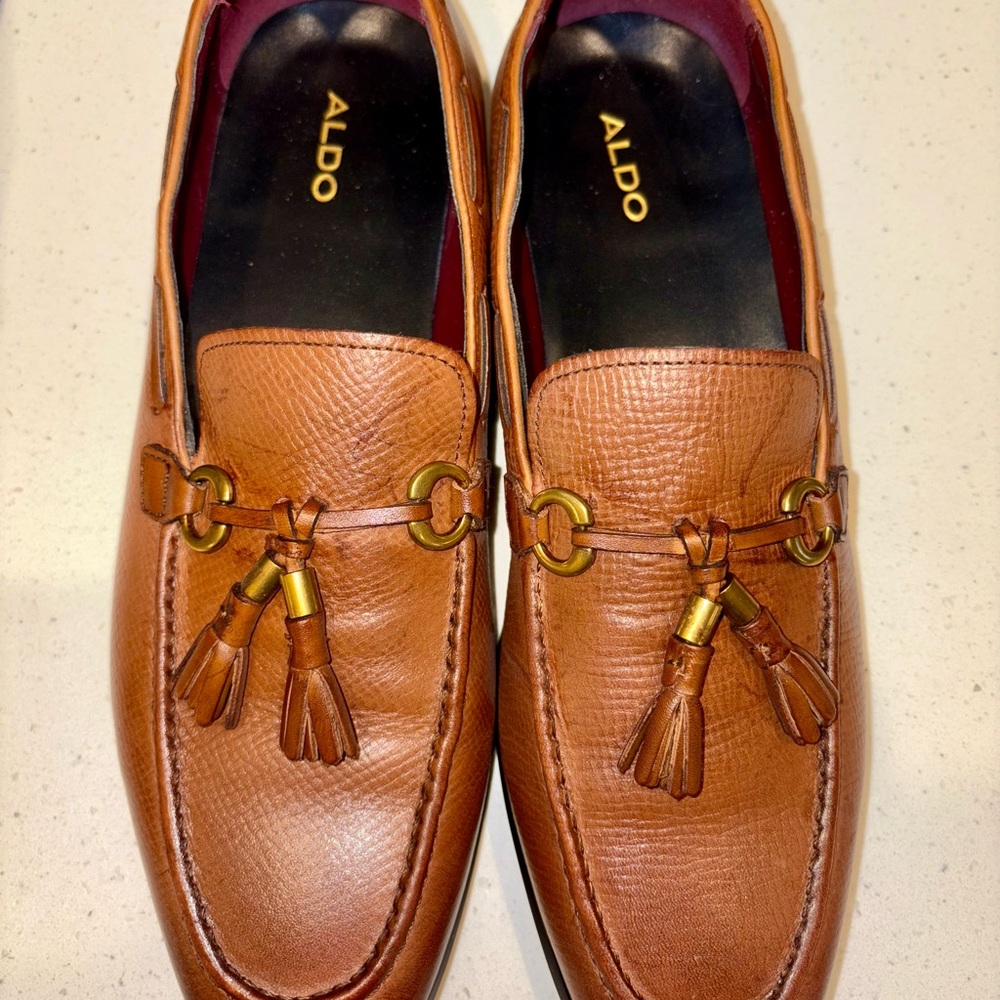 ALDO MENS SLIP ON DRESS LOAFER OLALEVIEL 10.5 US COGNAC - Picture 2 of 8